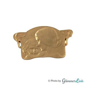 Vintage Alva Mother & Child Flat Matte Gold Tone Brooch Pin